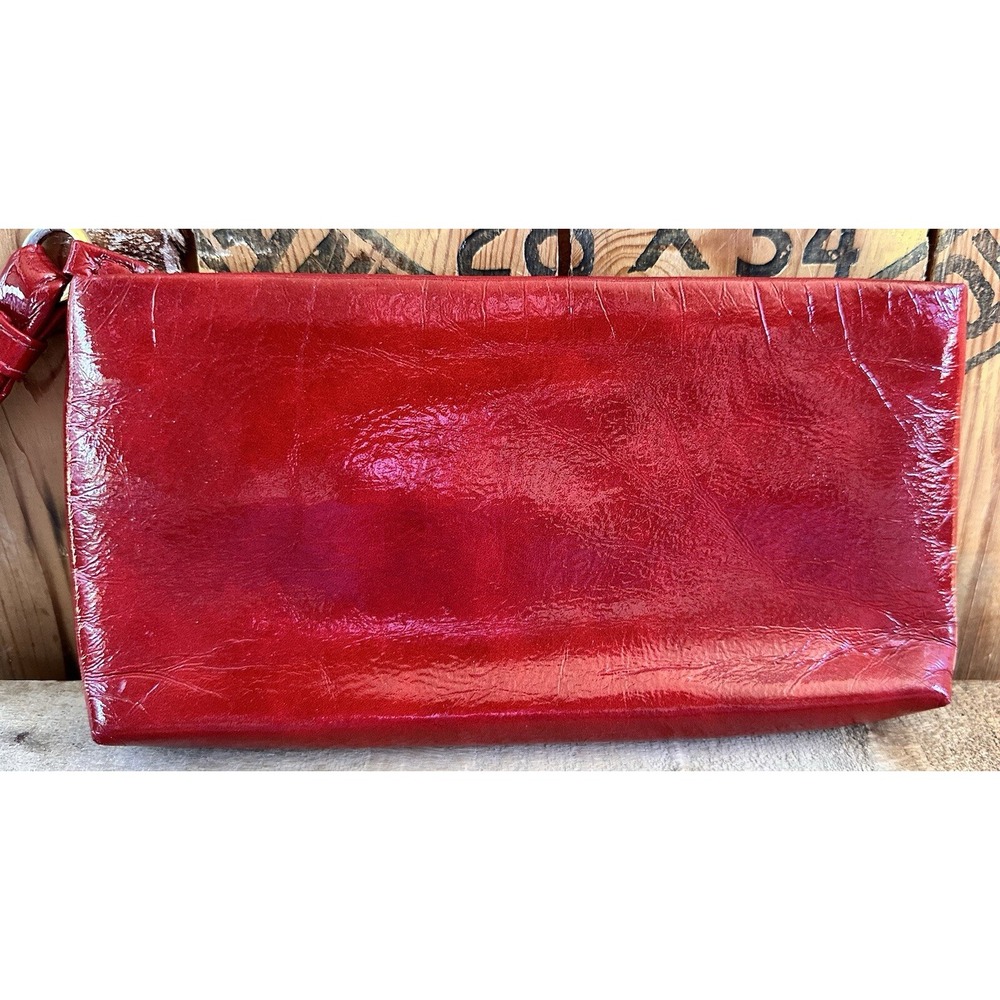 Big Buddha Wristlet Clutch Purse Formal Shiny Patent Red Leather - Picture 2 of 6